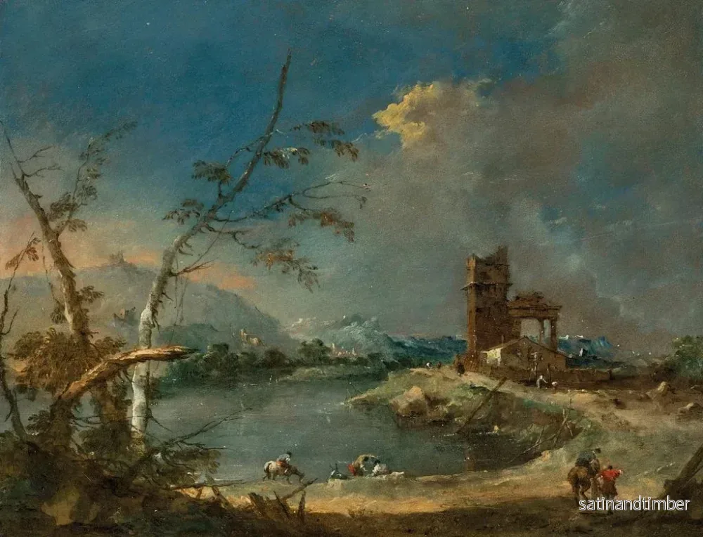 Reproduktion av målningen En nyckfullhet av ett rustikt torn vid en sjö - Francesco Guardi - Bild 2