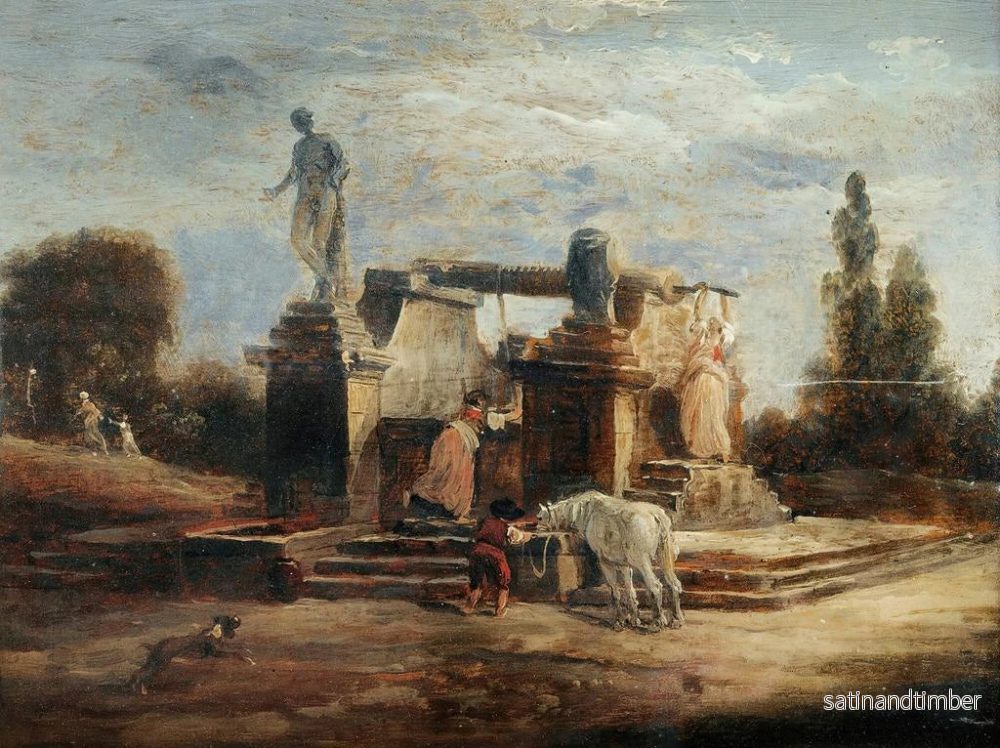 Reproduktion av målningen les lavandières à la fontaine - Hubert Robert - Bild 2