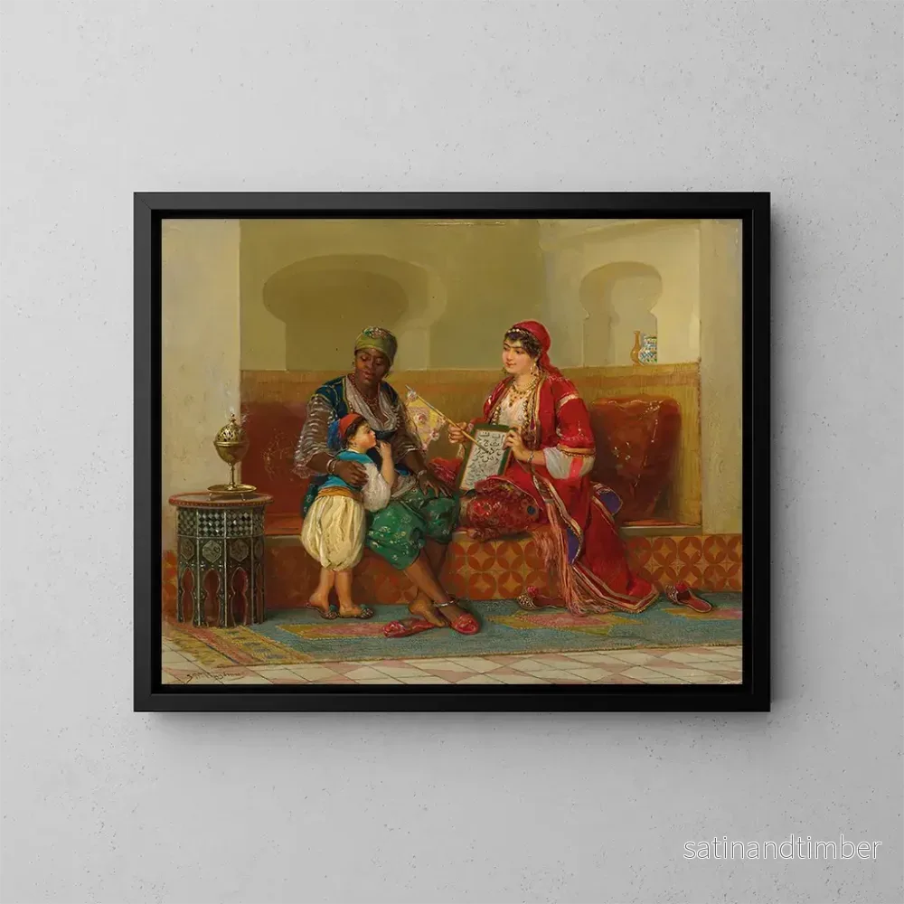 Reproduktion av målningen Lära sig läsa - Jan Baptist Huysmans