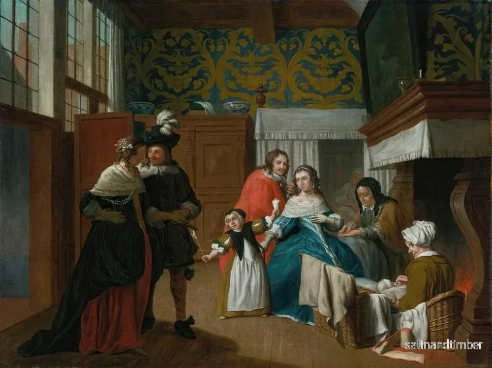 Reproduktion av målningen En sjuk kvinna med sin familj och sina följeslagare i ett interiör - Jan Josef Horemans den Yngre - Bild 2