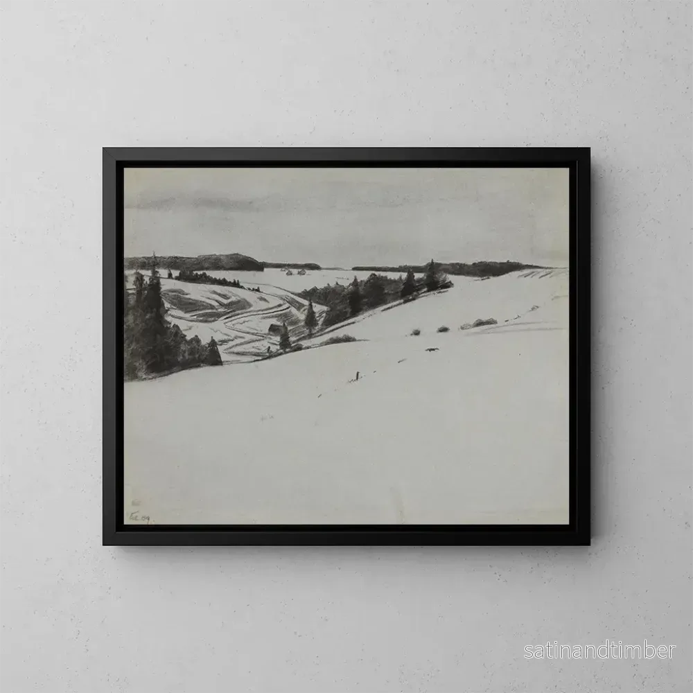 Reproduktion av målningen landskapsbild med snö nära Königsfeld - Gustav Kampmann