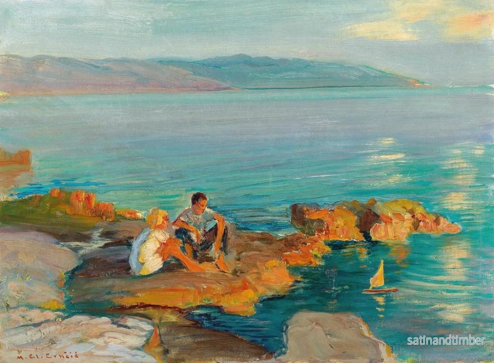 Reproduktion av målningen Barn på stranden - Menci Clement Crnčić - Bild 2