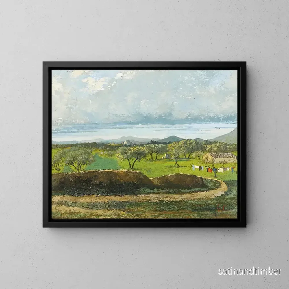 Reproduktion av målningen Landskap med vägg och fruktträdgård - Gustave Courbet