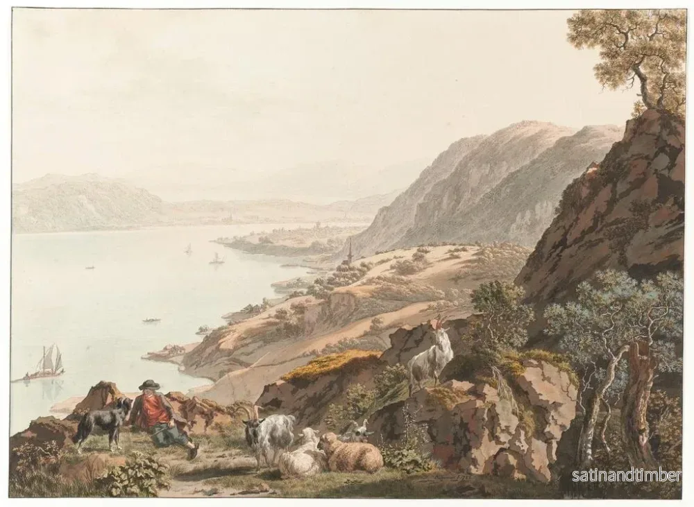 Reproduktion av målningen Twann och Bienne-sjön från nordost - Johann Jakob Biedermann - Bild 2