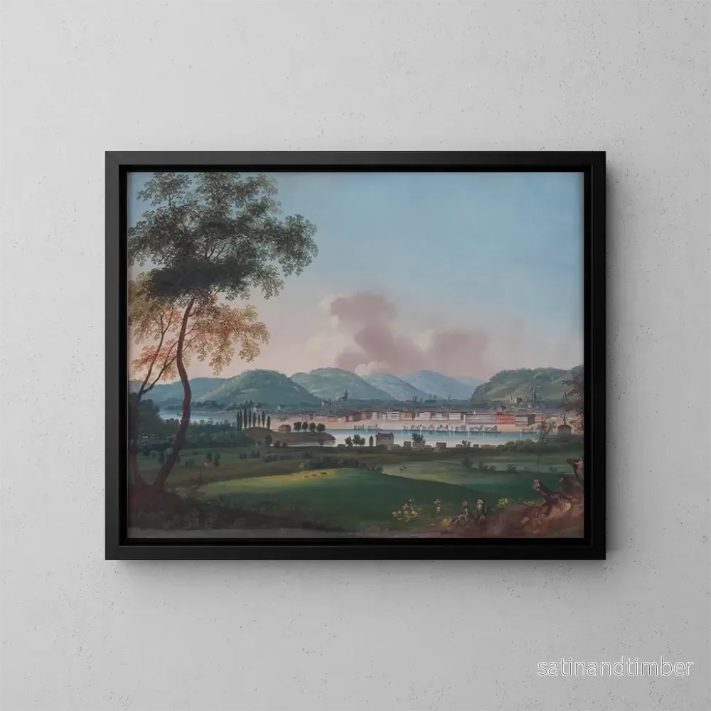 Reproduktion av målningen Cincinnati sedd från Newport kaserner – John Caspar Wild