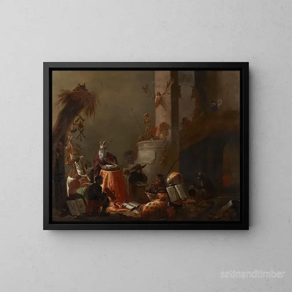 Reproduktion av målningen av Collège des animaux - Cornelis Saftleven