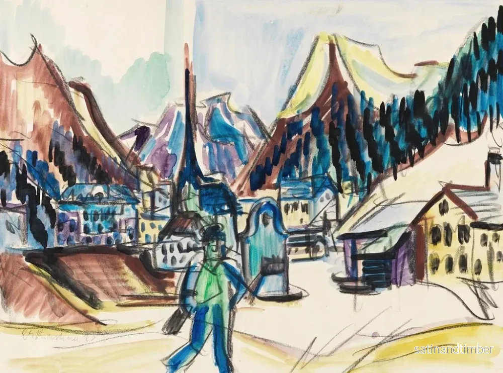 Reproduktion av målningen Vy över Davos, vinterlandskap i Davos - Ernst Ludwig Kirchner - Bild 2