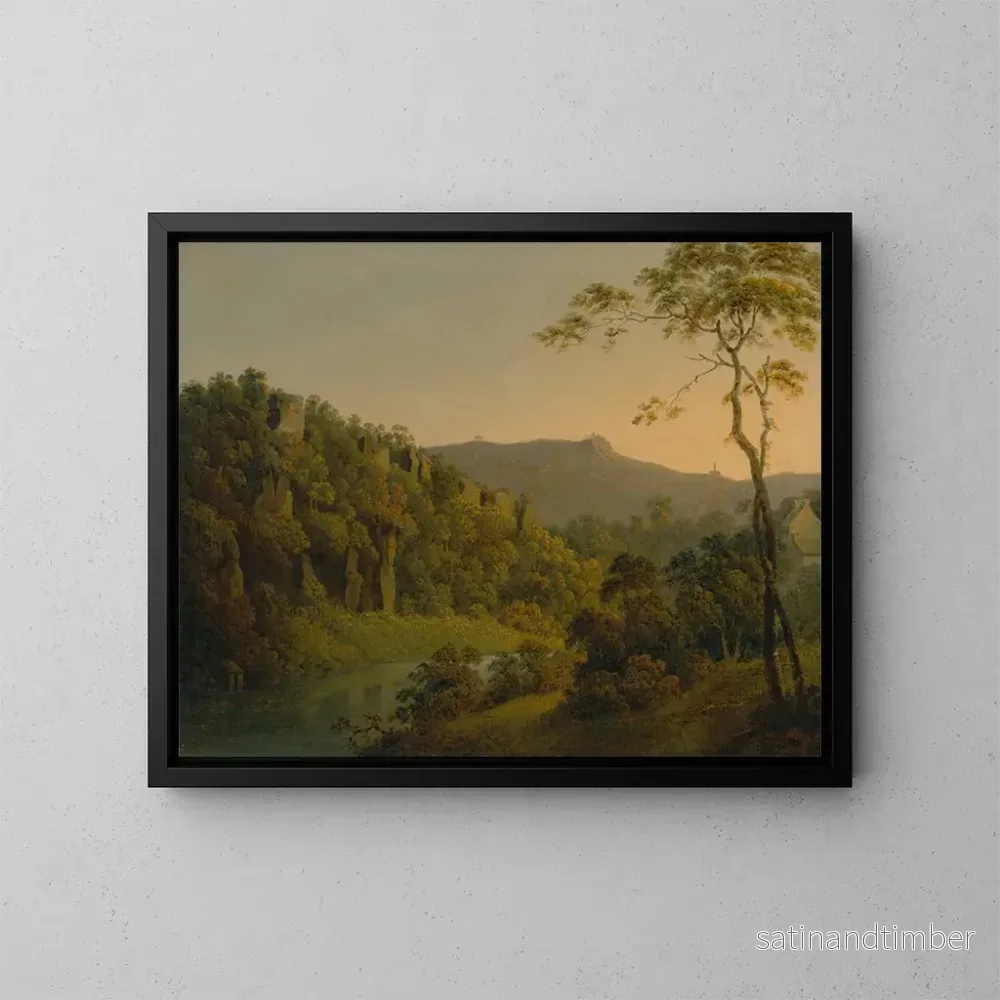 Reproduktion av målningen Vue de Matlock Dale vers l’escarpement de Black Rock – Joseph Wright de Derby Reproduktion av målningen Vue de Matlock Dale vers l’escarpement de Black Rock – Joseph Wright de Derby