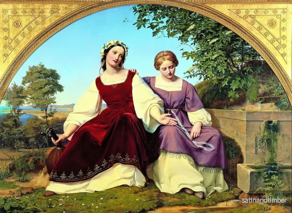 Reproduktion av målningen Två flickor vid brunnen - Eduard Julius Friedrich Bendemann - Bild 2