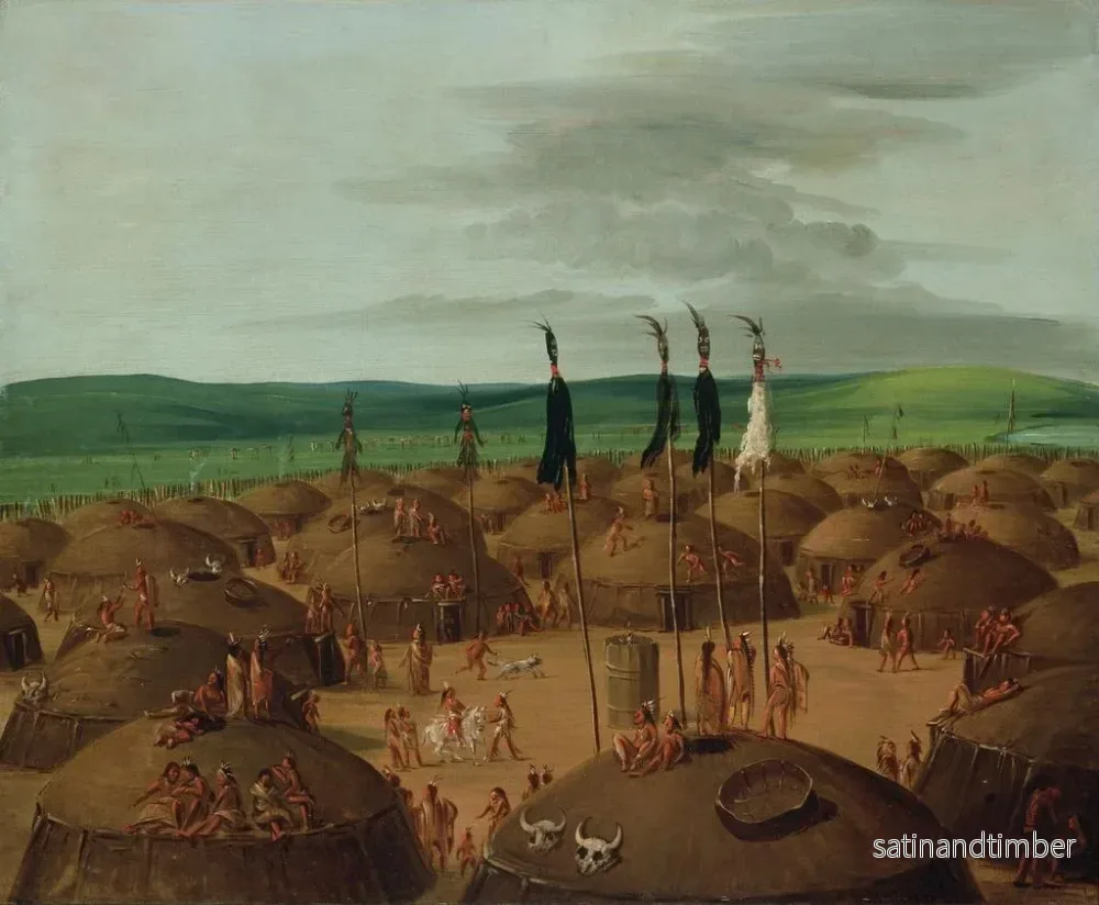 Reproduktion av målningen Flygbild av Mandan-by, 1800 miles ovanför Saint-Louis - George Catlin - Bild 2