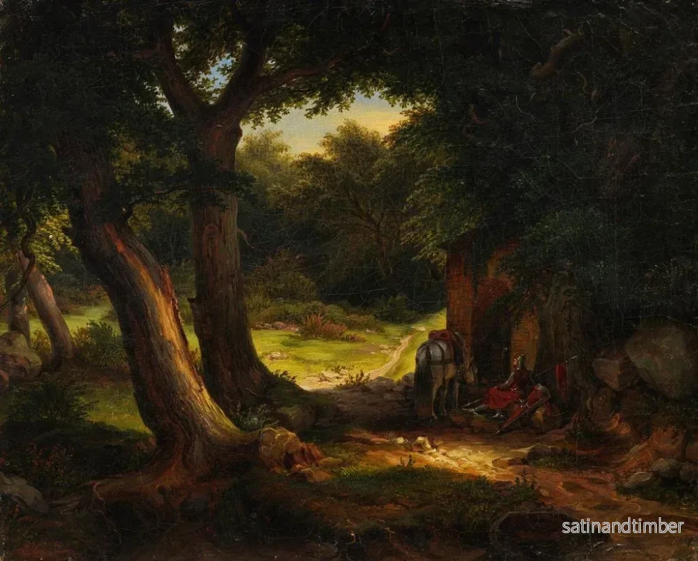 Reproduktion av målningen av ek med ett korsande vilande nära en brunn - Karl Friedrich Lessing - Bild 2