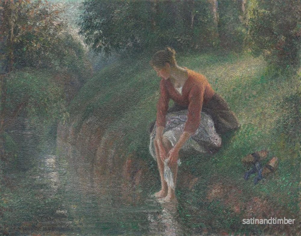 Reproduktion av målningen av kvinna som badar fötterna i en bäck - Camille Pissarro - Bild 2