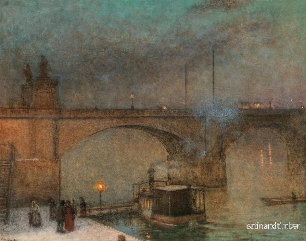 Reproduktion av målningen Prague, un bateau à vapeur sur la rivière Vltava devant le pont Palacky - Jakub Schikaneder - Bild 2