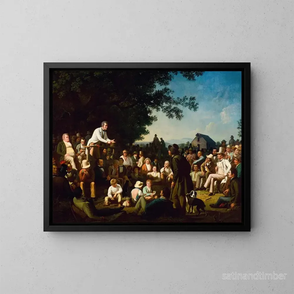 Reproduktion av målningen Discours sur une souche - George Caleb Bingham