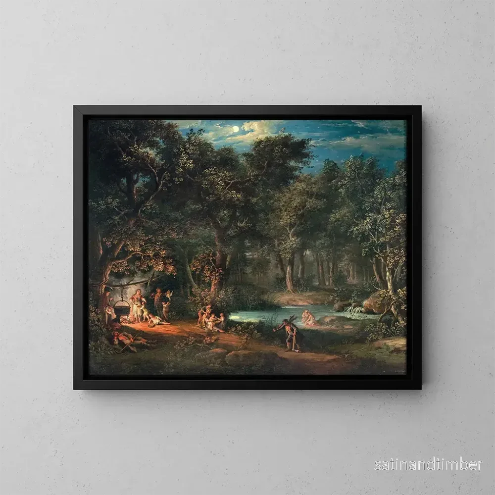 Reproduktion av målningen Figurer nära en lägerplats i ett nattlandskap - Giovanni Battista Innocenzo Colombo