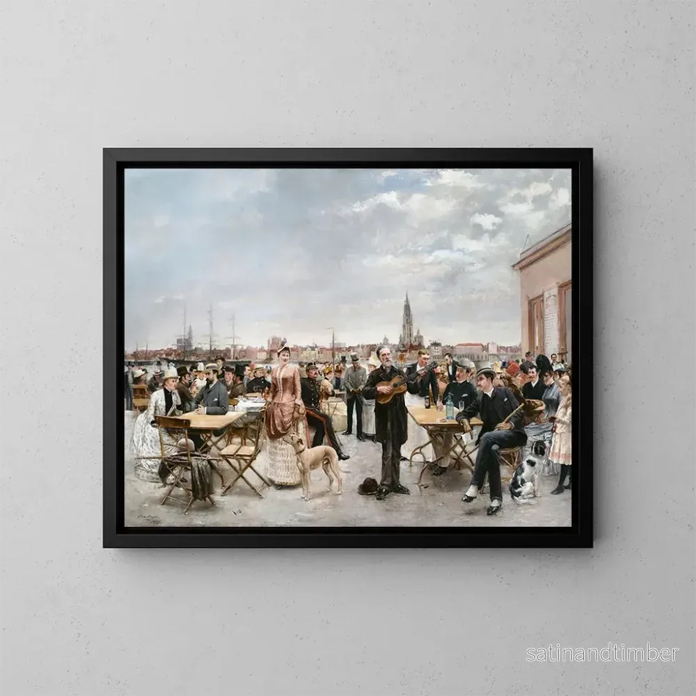 Reproduktion av målningen Le Café Belvédère d'Anvers - Louis Van Engelen