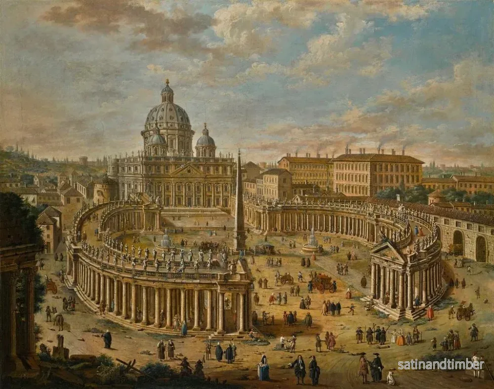 Reproduktion av målningen panoramavy av Petersplatsen med basilikan i bakgrunden - Jacopo Fabris - Bild 2