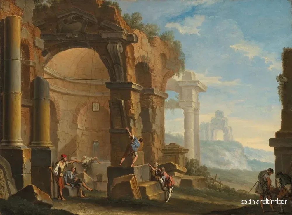 Reproduktion av målningen En nyckfullhet med figurer som samtalar bland klassiska ruiner - Sebastiano Ricci - Bild 2