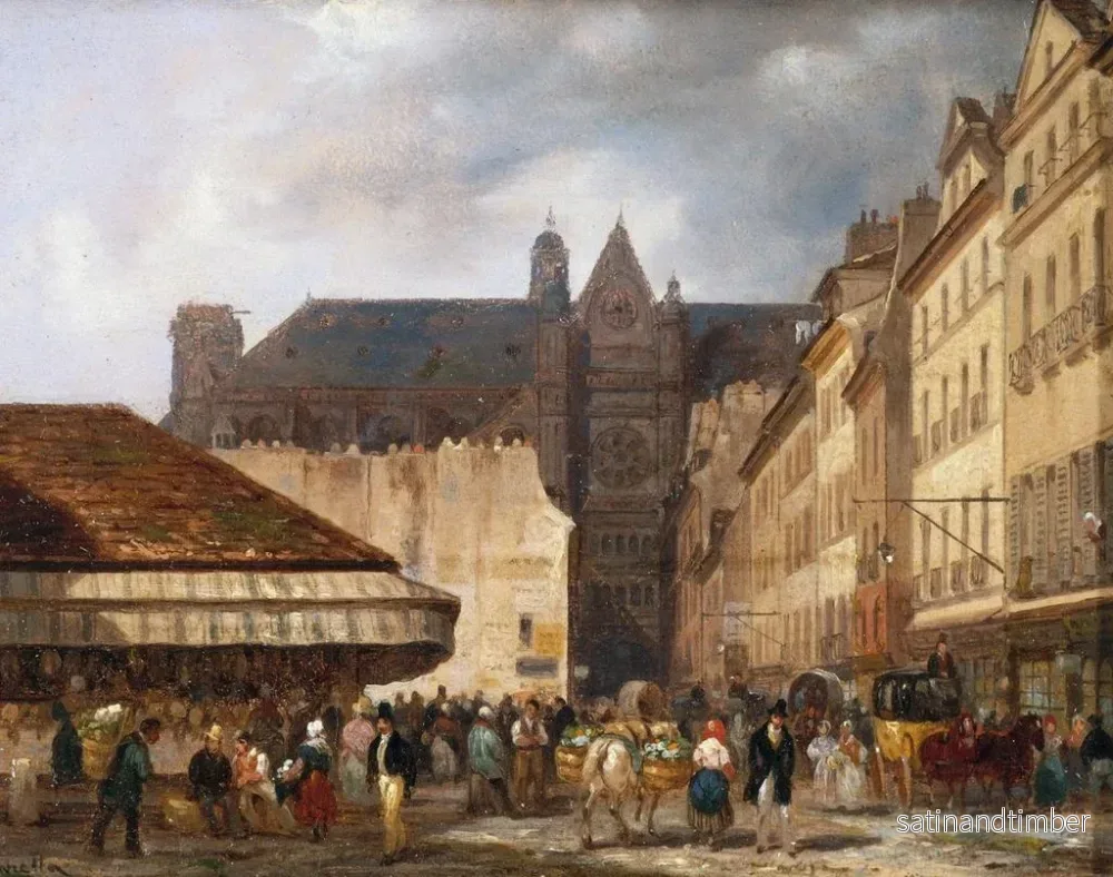 Reproduktion av målningen La rue des Prouvaires och kyrkan Saint-Eustache - Giuseppe Canella - Bild 2