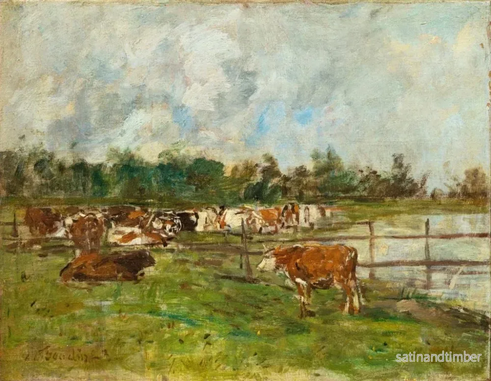 Reproduktion av målningen Vallar av kor på ängen - Eugène Boudin - Bild 2