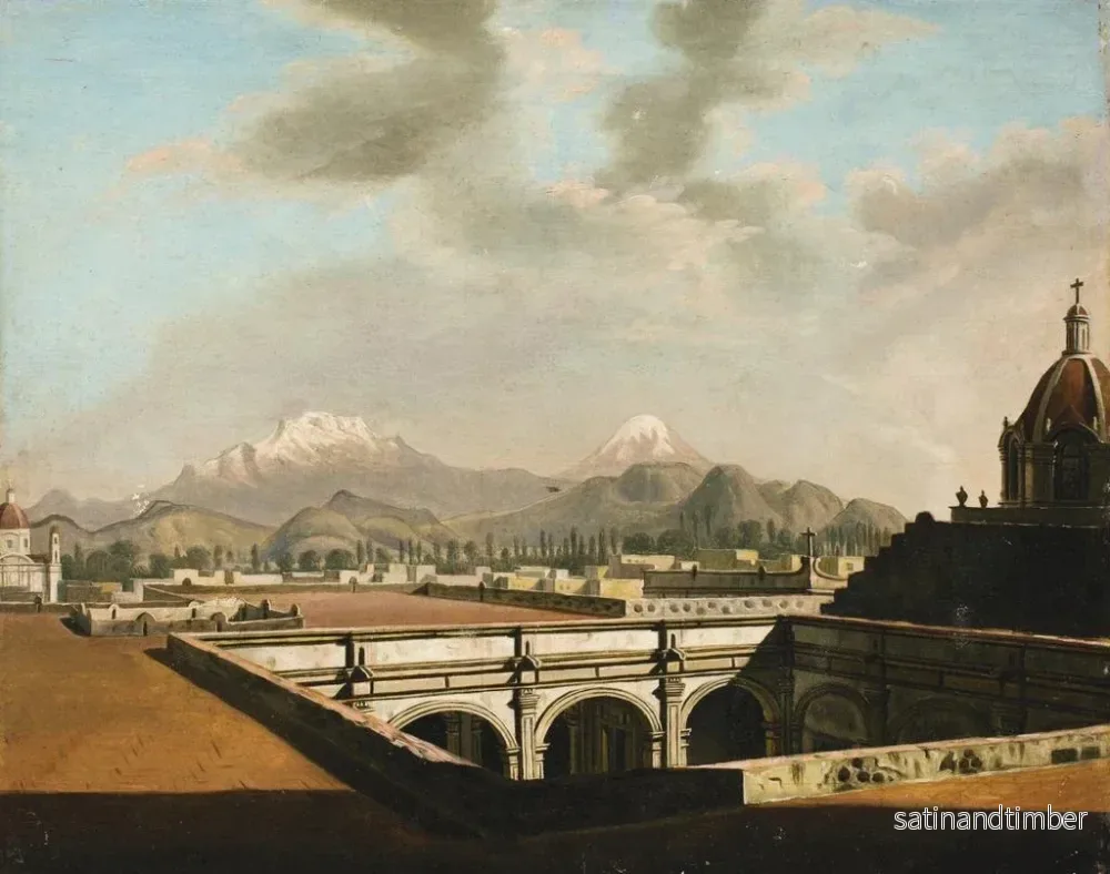 Reproduktion av målningen Vue des volcans depuis le toit d'un palais civil novohispanique - Pietro Gualdi - Bild 2