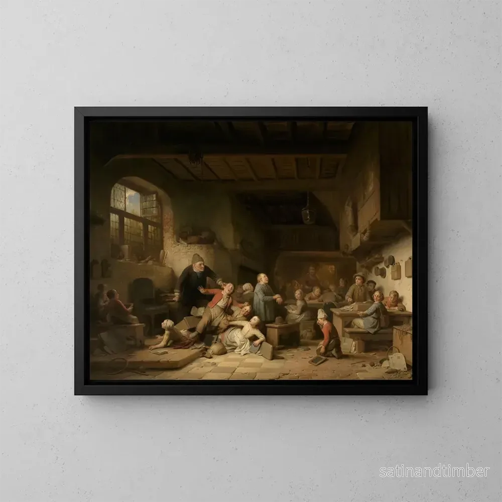Reproduktion av målningen av skolhuset i byn - Ferdinand de Braekeleer