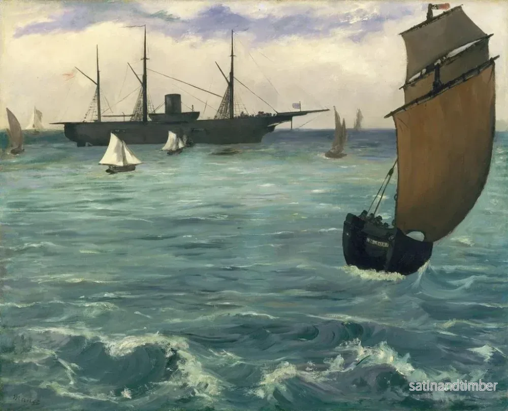 Reproduktion av målningen Le Kearsarge à Boulogne - Édouard Manet - Bild 2