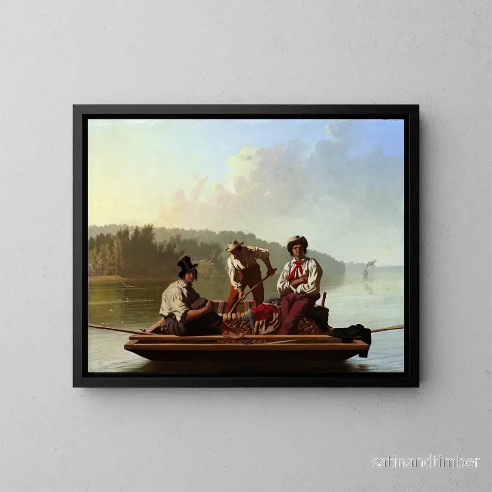 Reproduktion av målningen Les bateliers du Missouri - George Caleb Bingham