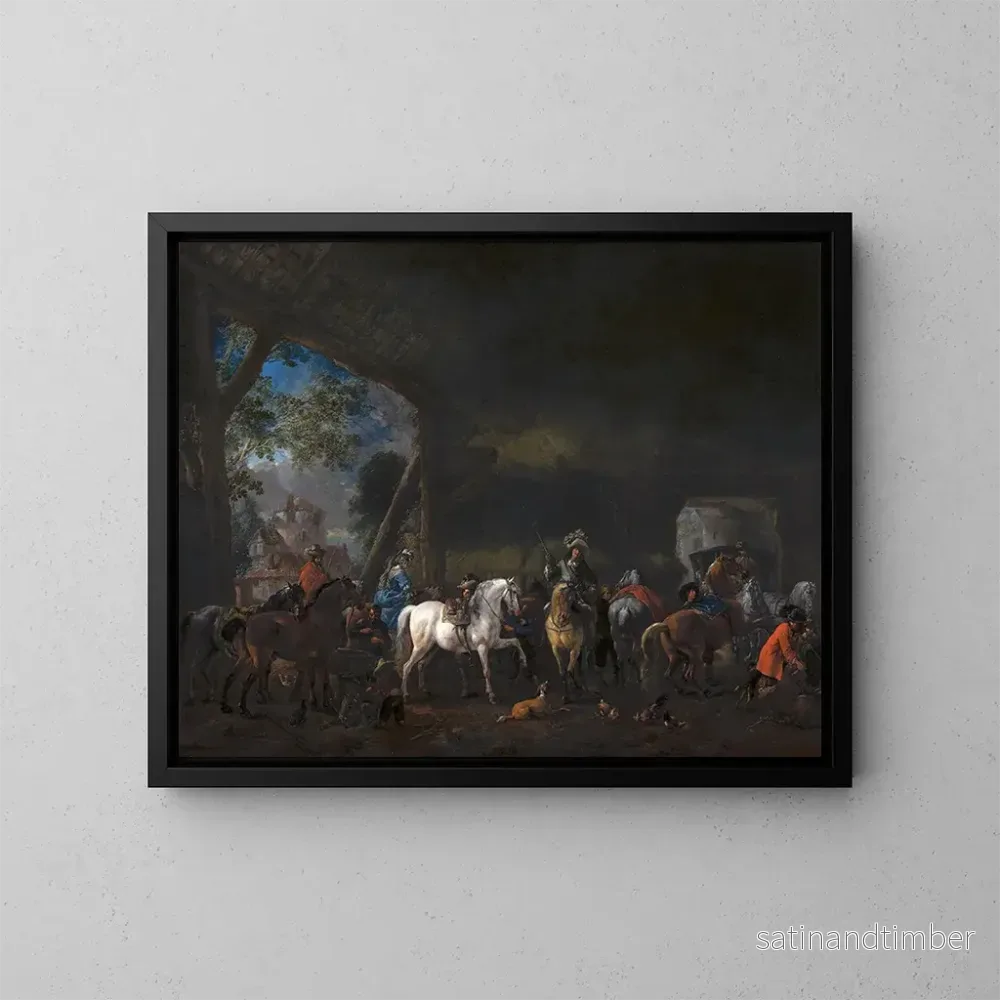 Reproduktion av målningen L'Arrivée à l'étable - Philips Wouwerman