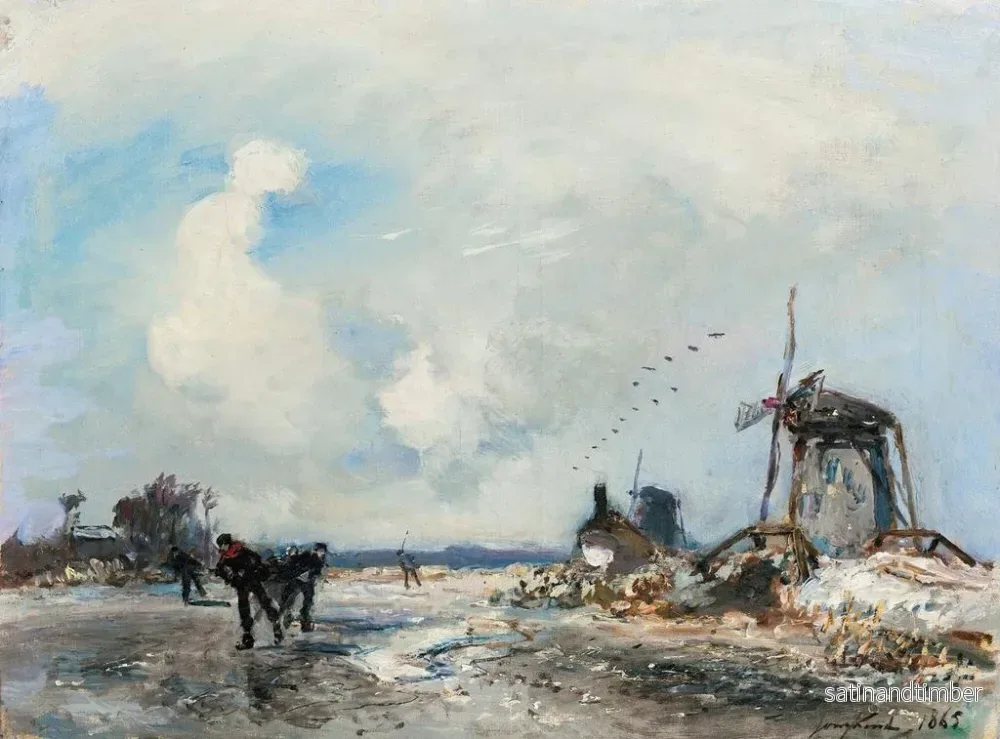 Reproduktion av målningen Moulins och skridskoåkare i Holland - Johan Barthold Jongkind - Bild 2