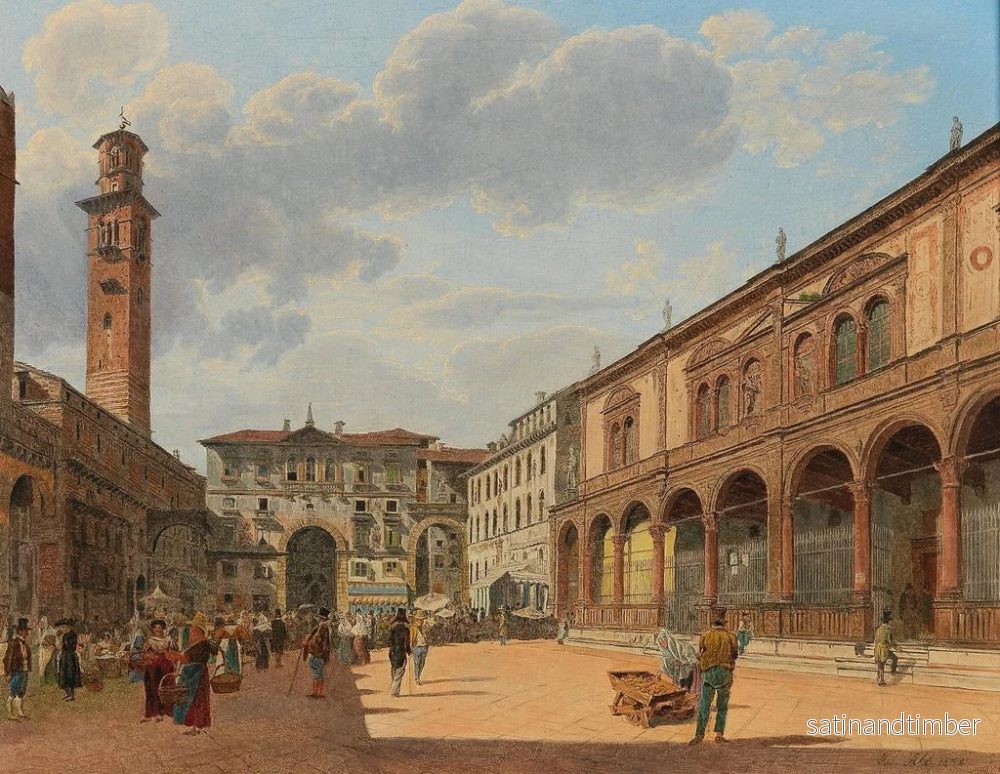 Reproduktion av målningen Vue de la Piazza delle Erbe à Vérone - Jakob Alt - Bild 2