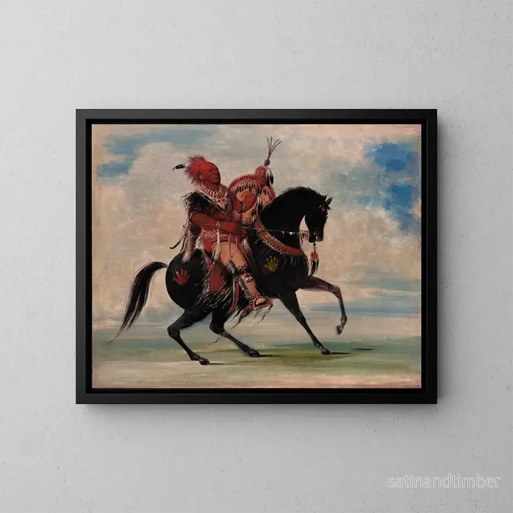 Reproduktion av målningen Den vaksamma ledaren för rävflocken till häst - George Catlin