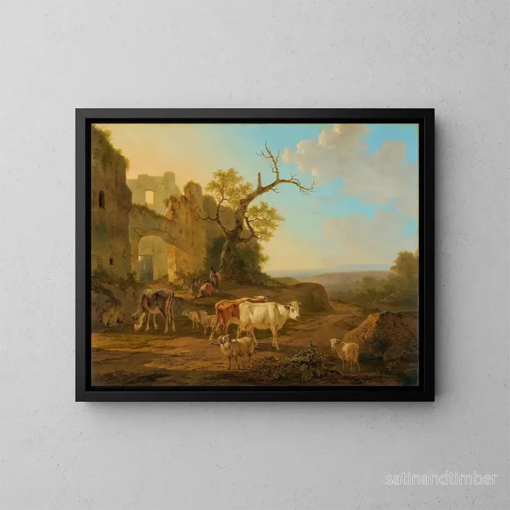 Reproduktion av målningen Landskap med kor nära en ruin – Jacob van Strij Reproduktion av målningen Landskap med kor nära en ruin – Jacob van Strij
