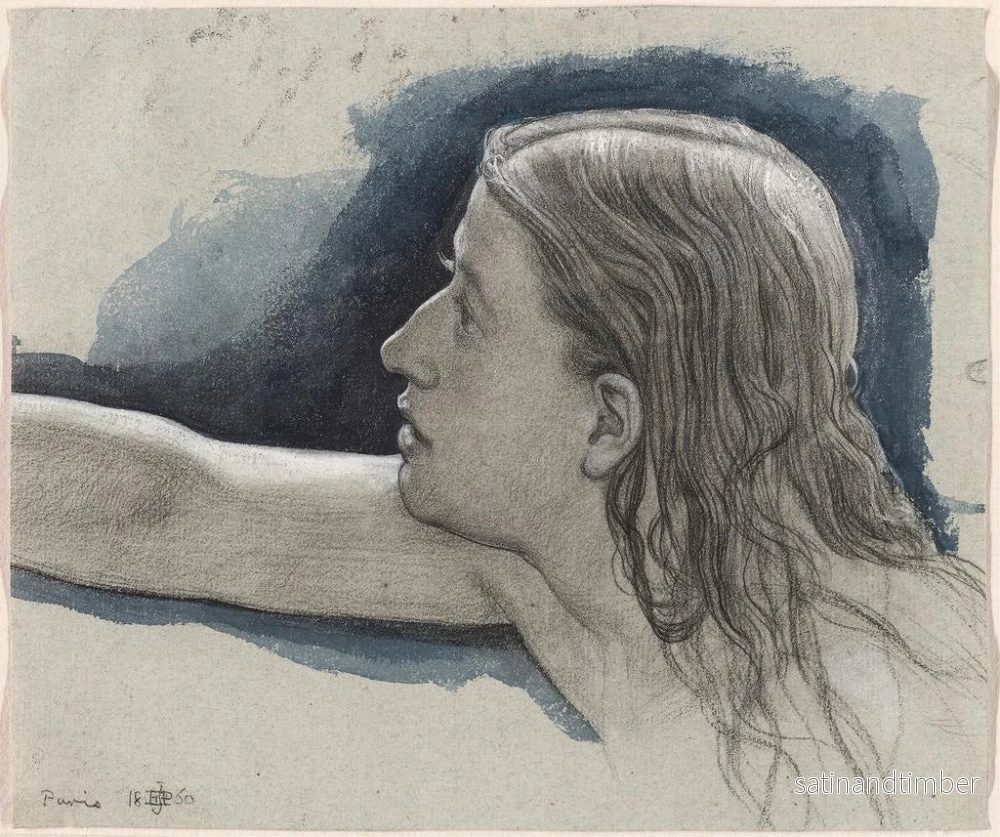 Reproduktion av målningen Studie av en ung mans huvud med utsträckt högra arm - Edward John Poynter - Bild 2