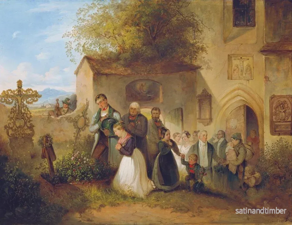 Reproduktion av målningen På gravplatsen, fästmön - Friedrich Johann Treml - Bild 2