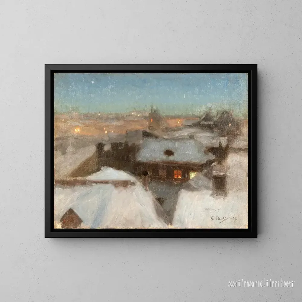 Reproduktion av målningen Kväll i vinter i Sder Stockholm – Georg Pauli Reproduktion av målningen Kväll i vinter i Sder Stockholm – Georg Pauli