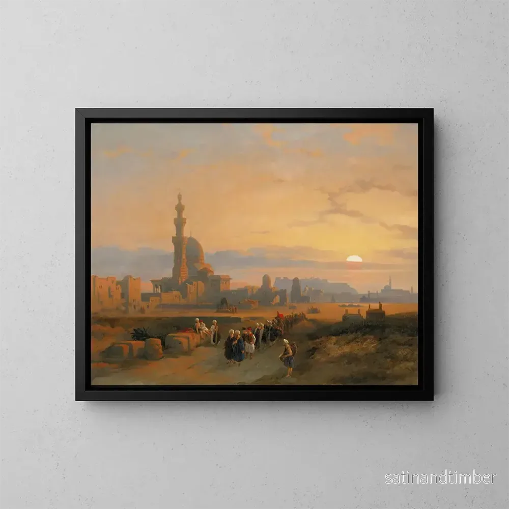 Reproduktion av målningen Procession framför kalifernas gravar i Kairo - David Roberts
