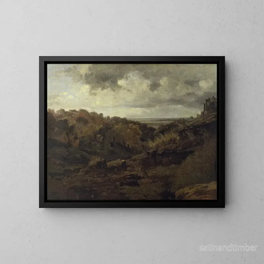 Reproduktion av målningen av italiensk landskap nära Marino på hösten – Jean-Baptiste-Camille Corot Reproduktion av målningen av italiensk landskap nära Marino på hösten – Jean-Baptiste-Camille Corot