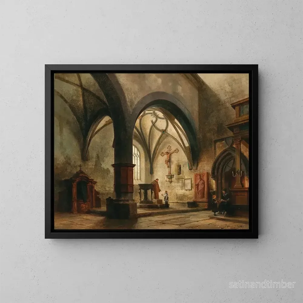Reproduktion av målningen av kyrkan Saint-Jean i Schaffhouse - Carl Georg Anton Graeb