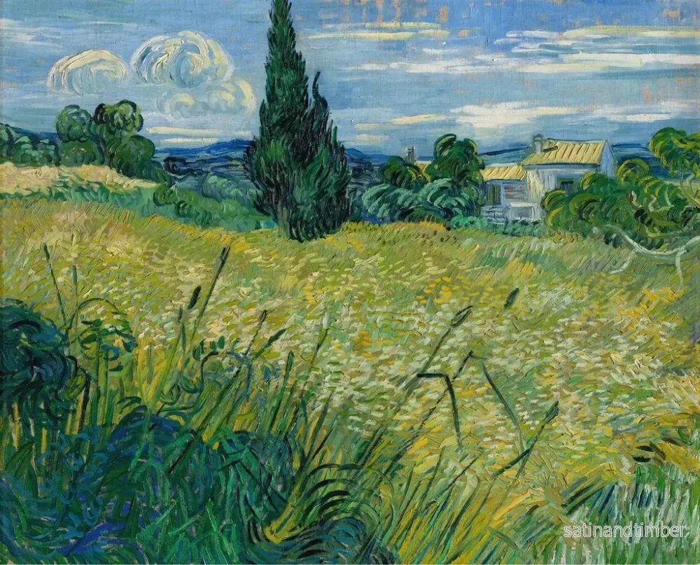 Reproduktion av målningen av grönt vetefält med cypresser - Vincent van Gogh - Bild 2