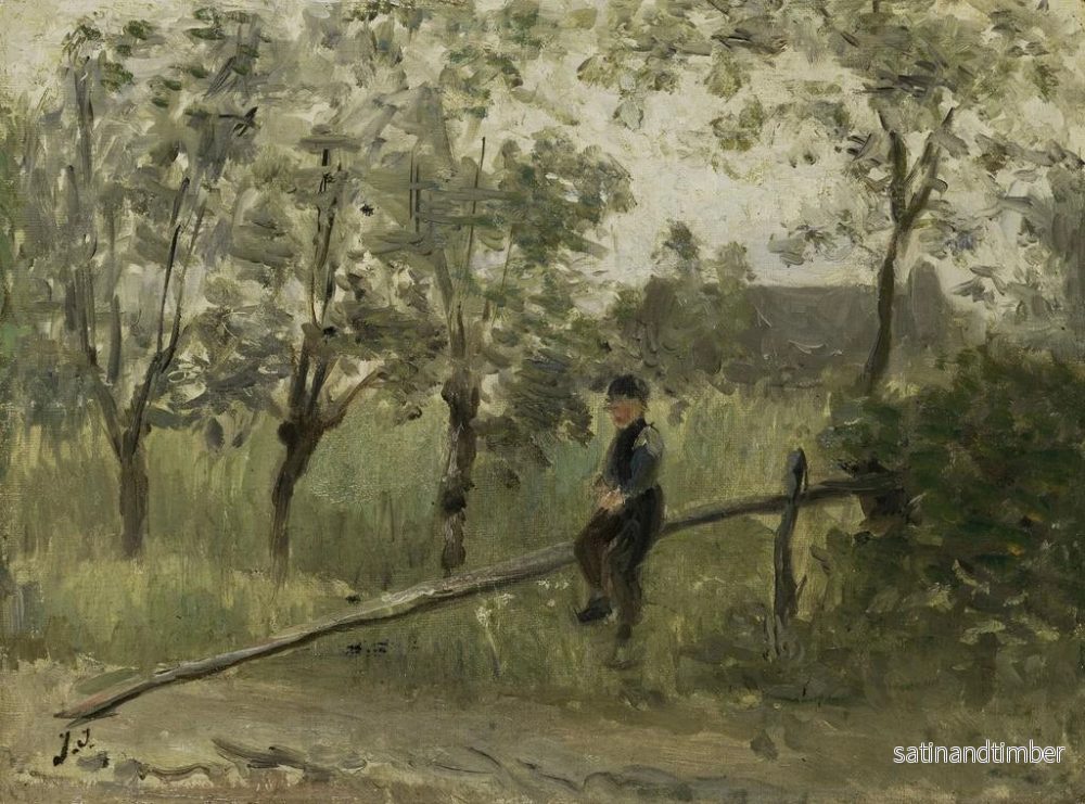 Reproduktion av målningen av pojke på landsbygden vid en trästaket - Jozef Israëls - Bild 2
