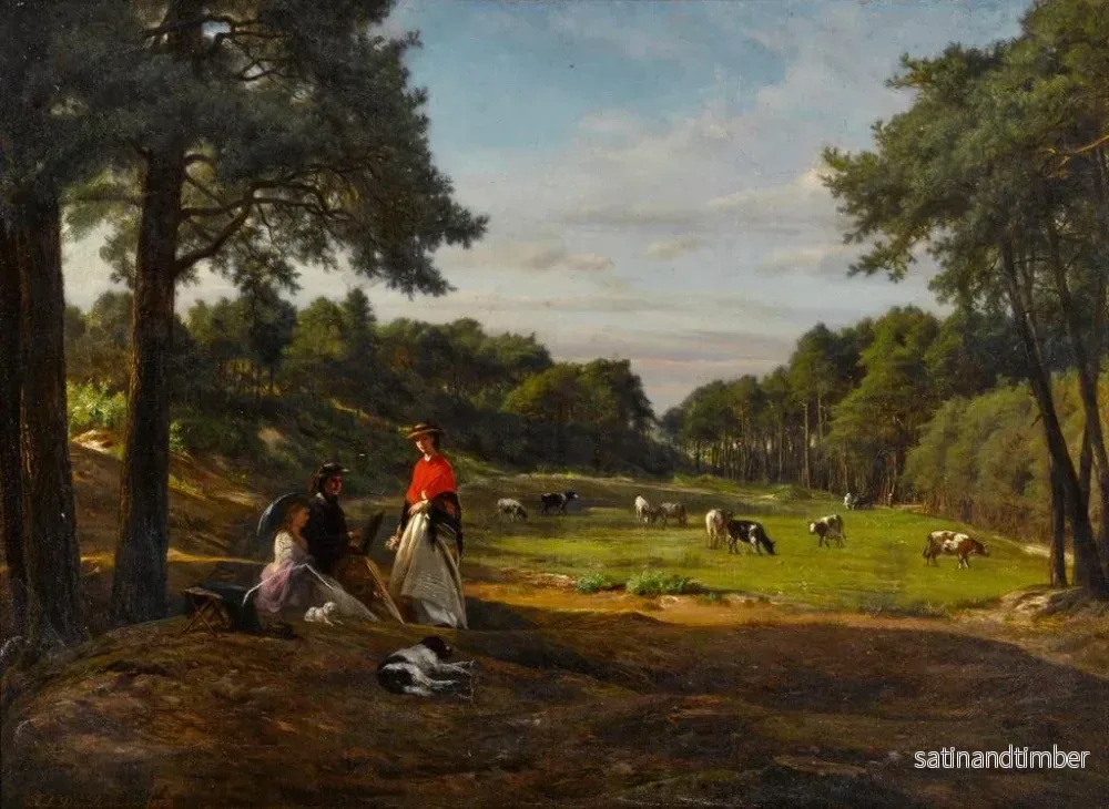 Reproduktion av målningen En pastoral landskap med figurer som skissar i förgrunden - Josephus Laurentius Dyckmans - Bild 2