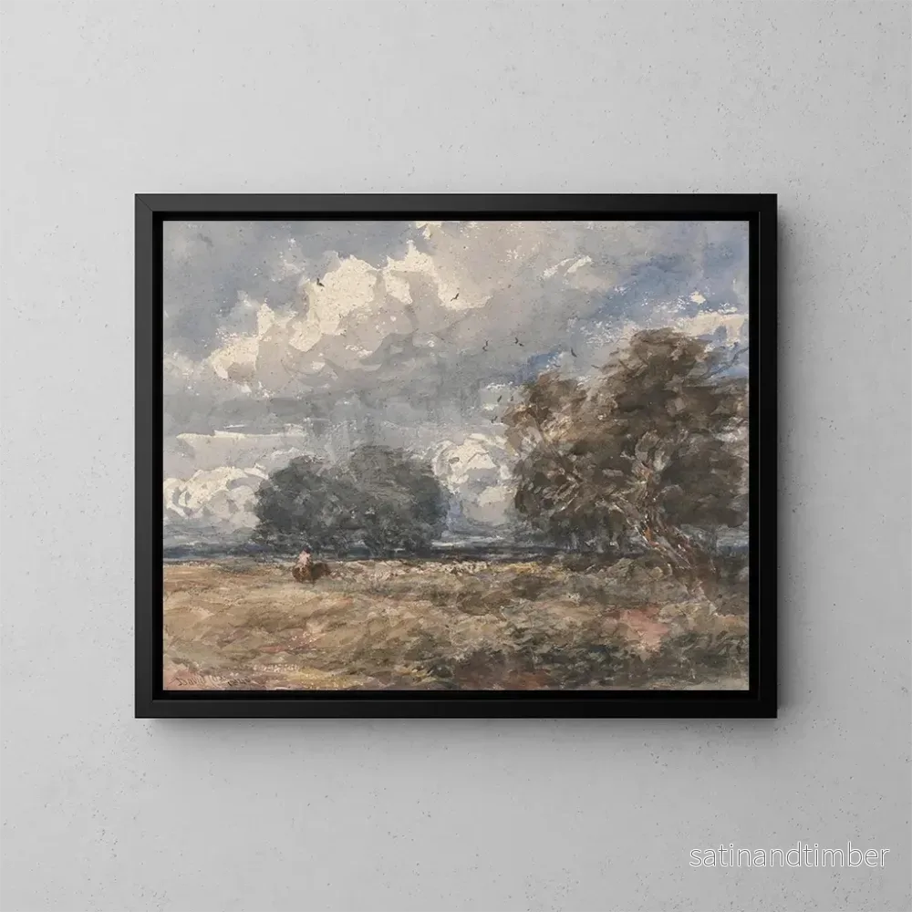 Reproduktion av målningen som håller flocken under blåsiga dagar – David Cox Reproduktion av målningen som håller flocken under blåsiga dagar – David Cox