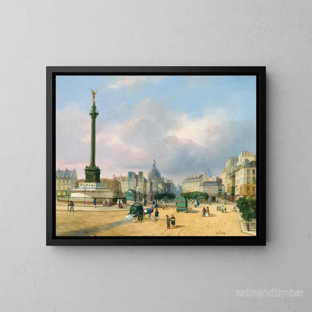 Reproduktion av målningen La place de la Bastille - François Étienne Villeret