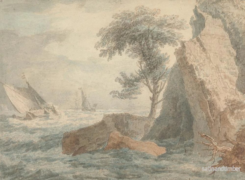 Reproduktion av målningen Båtar nära en klippig kust - François Vivares - Bild 2
