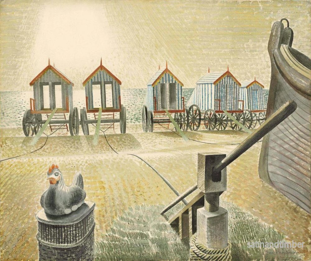 Reproduktion av målningen av badmaskiner i Aldeburgh - Eric Ravilious - Bild 2