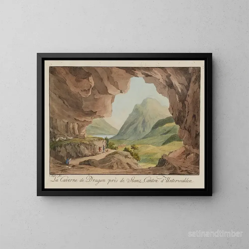 Reproduktion av målningen La caverne du dragon près de Stanz, canton d'Unterwald - Caspar Leontius Wyss