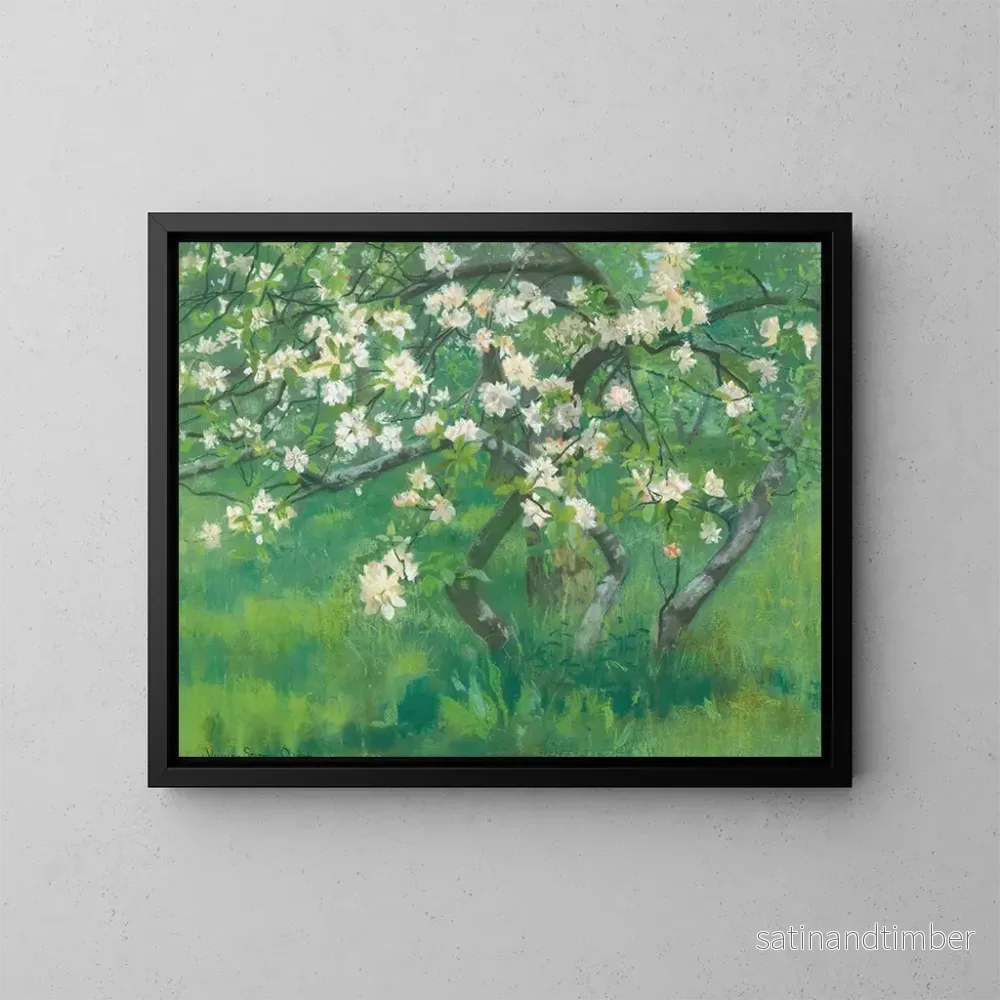 Reproduktion av målningen av blommande äppelträd - William Stott of Oldham