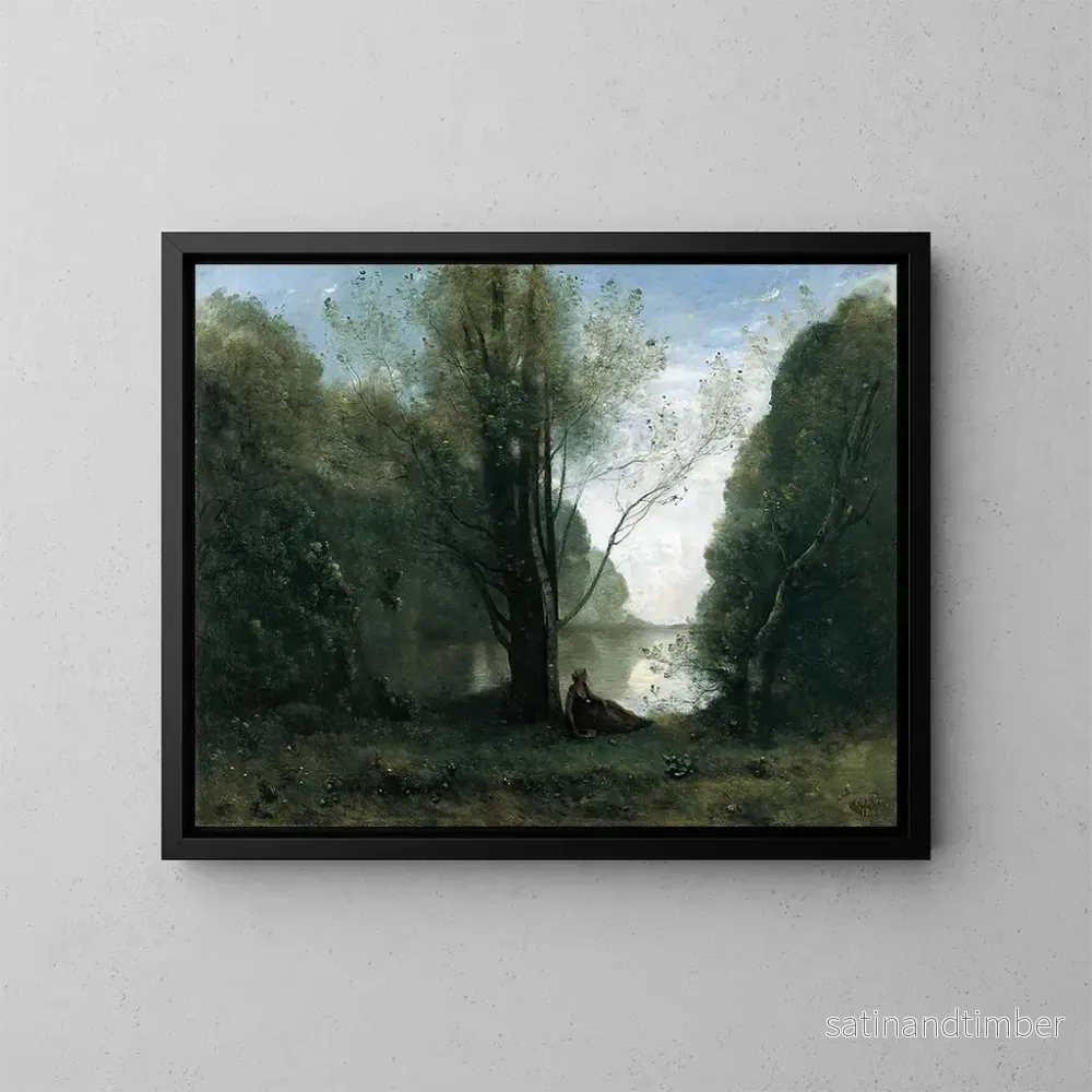Reproduktion av målningen Solitude, souvenir de Vigen Limousin - Jean-Baptiste-Camille Corot