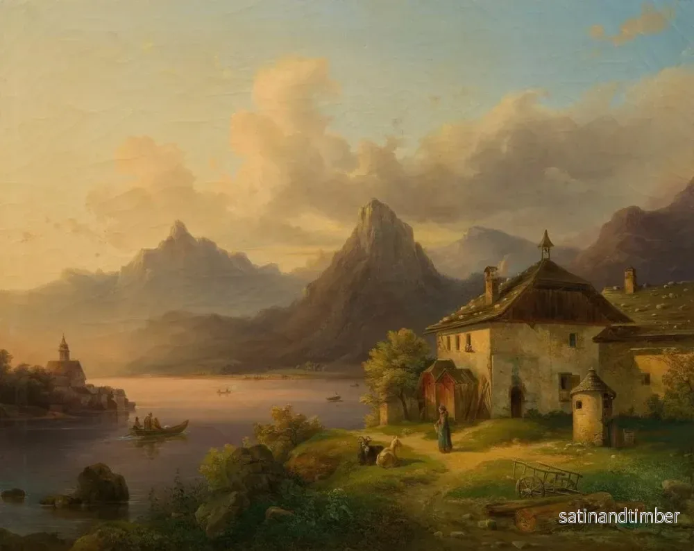 Reproduktion av målningen Landskap med bergssjö - Edmund Mahlknecht - Bild 2